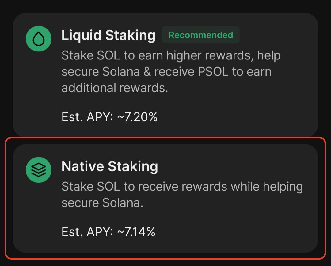 Phantom Mobile Native Staking